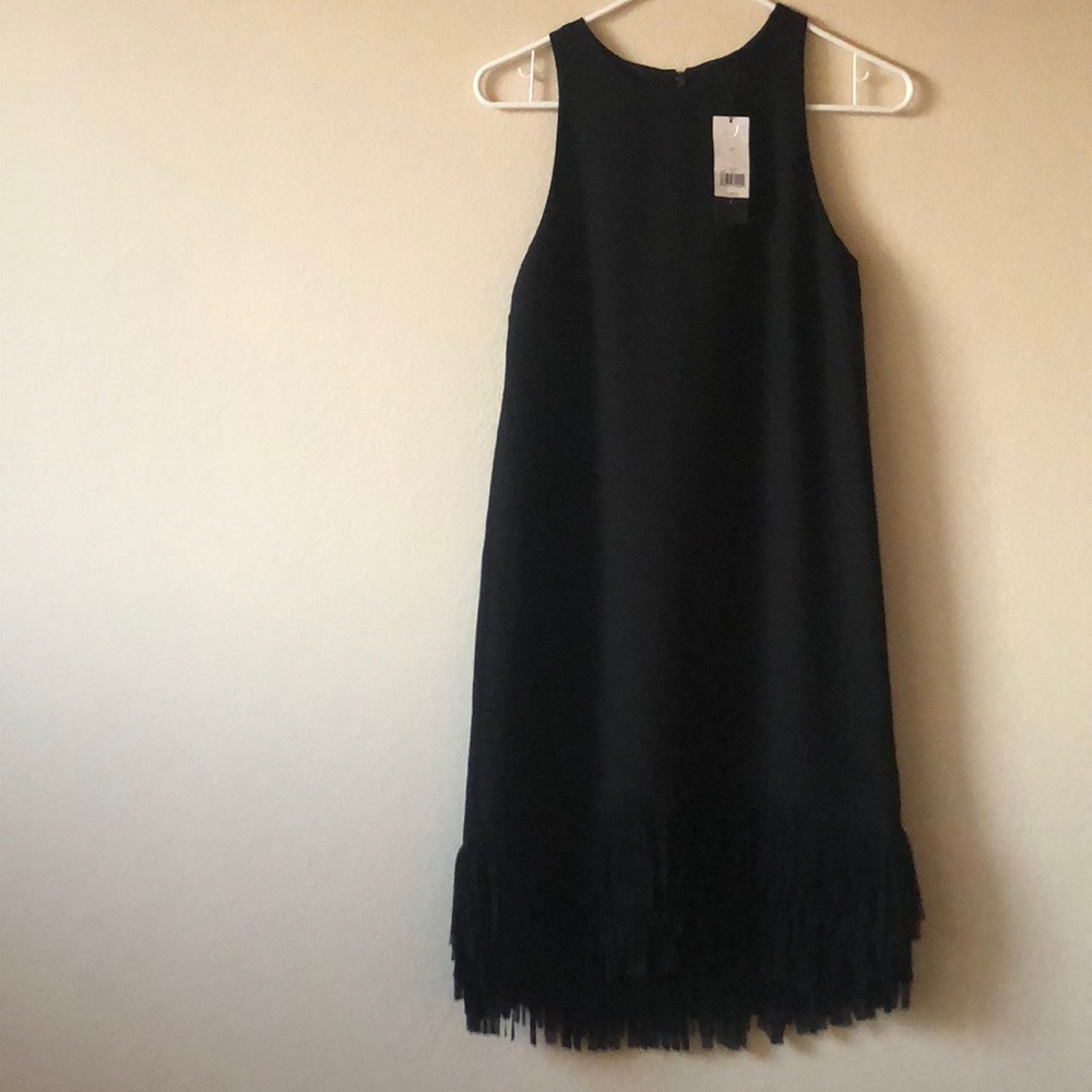 NWT black dress with fringe
